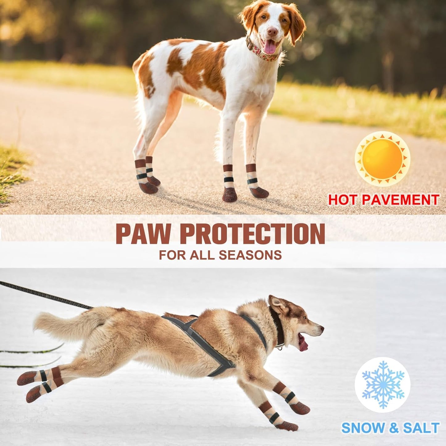 BEAUTYZOO 6PCS Dog Socks to Prevent Licking Paws, Anti Slip Dog Shoes for Hot Pavement Hardwood Floors, Traction Control Toe Grips Boots & Paw Protectors for Small Medium Large Senior Dogs, Grey S