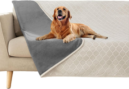 fuguitex Waterproof Dog Blanket Bed Cover Dog Crystal Velvet Moroccan Fuzzy Cozy Plush Pet Blanket Throw Blanket for Couch Sofa(40 * 60 inch, Cream+Beige)