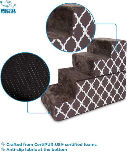 Best Pet Supplies Dog Stairs & Steps - Foam Steps for Small Dogs & Cats, Non-Slip Indoor Balanced Pet Step Support, Dog Ramp, No Assembly, Ash Gray Linen, 2-Step (12-inch Height)