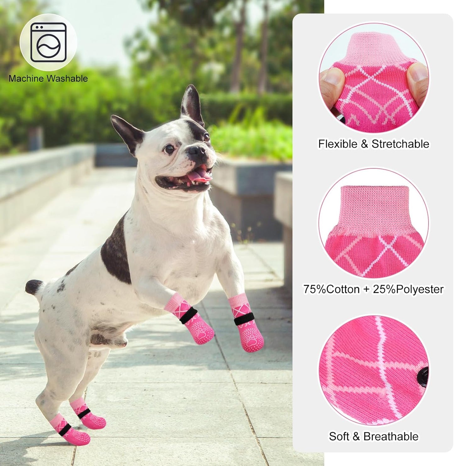 BEAUTYZOO 6PCS Dog Socks to Prevent Licking Paws, Anti Slip Dog Shoes for Hot Pavement Hardwood Floors, Traction Control Toe Grips Boots & Paw Protectors for Small Medium Large Senior Dogs, Grey S