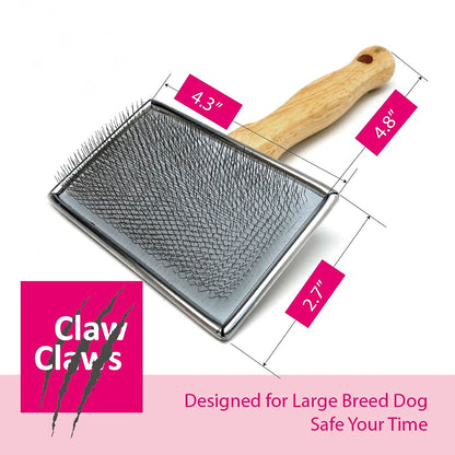 Pet Slicker Brush for Medium Dogs, Wooden Handle with Stainless Steel Soft Pins, Gently Remove Tangled, Loose Undercoat and Mats Hair, Pet Grooming Brush Tool (6.6")