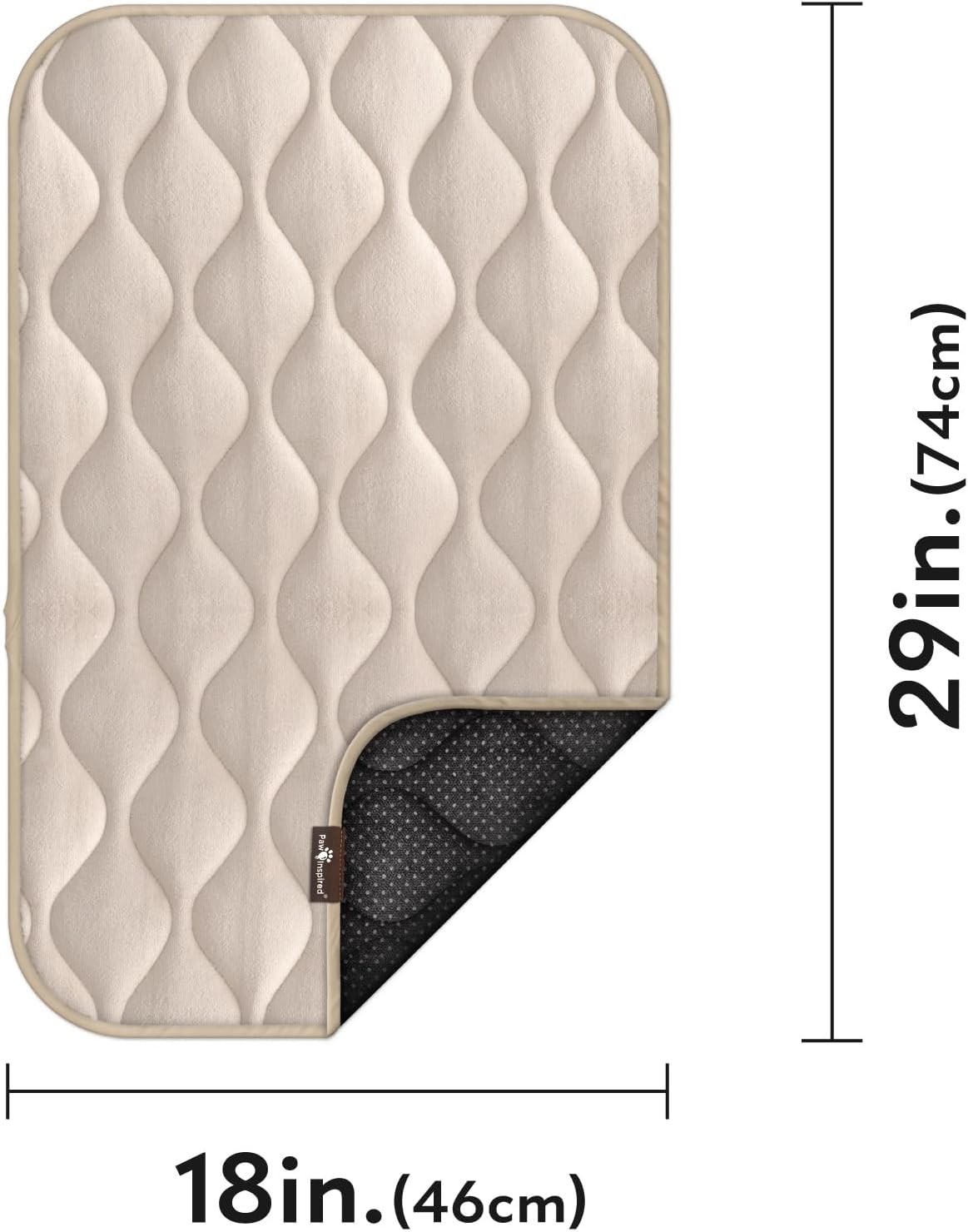 Paw Inspired Washable Padded Crate Mats for Dogs | 29” x 18” Pad, Fits 30-inch Kennels | Leakproof, Waterproof Bottom, Plush Pet Beds (Gray)