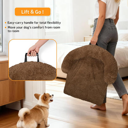 Calming Dog Bed Fluffy Plush Dog Mat for Furniture Protector with Removable Washable Cover for Large Medium Small Dogs and Cats (Large, Light Grey)