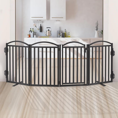 Malier Metal Freestanding Dog Gate, 32'' Height Outdoor Indoor Dog Fences, Extra Wide Foldable Puppy Gate for Stairs (Black, 【2 Panels】 40''W × 32''H)