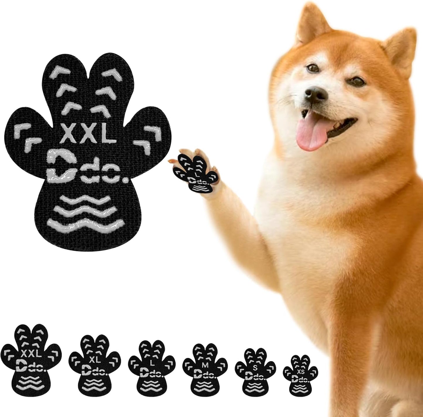 Anti-Slip Dog Paw Protector Pads, Dog Paw Stickers 12 Sets(48 Pcs) Black, for Pets Senior Dogs with Traction on Hardwood Floor, Non-Slip Dog Grips Dog Shoes Boots Socks Replace【XXL】