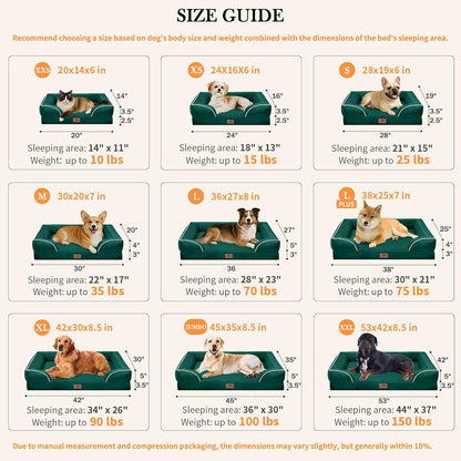Comfort Expression Orthopedic Dog Bed for Extra Large Dogs 42x30 Inch, Waterproof Egg Crate Foam XL Pet Bed with Removable Bolsters, Dog Couch with Washable Cover & Non-Slip Bottom, Grey - Colors A