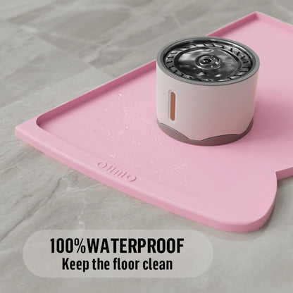 OHMO - Cat Food Mat, Silicone Pet Feeding Mat for Floor Non-Skid Waterproof Dog Water Bowl Tray, Easy to Clean Pet Placemat (Erythrinus, 18 * 9.8'')