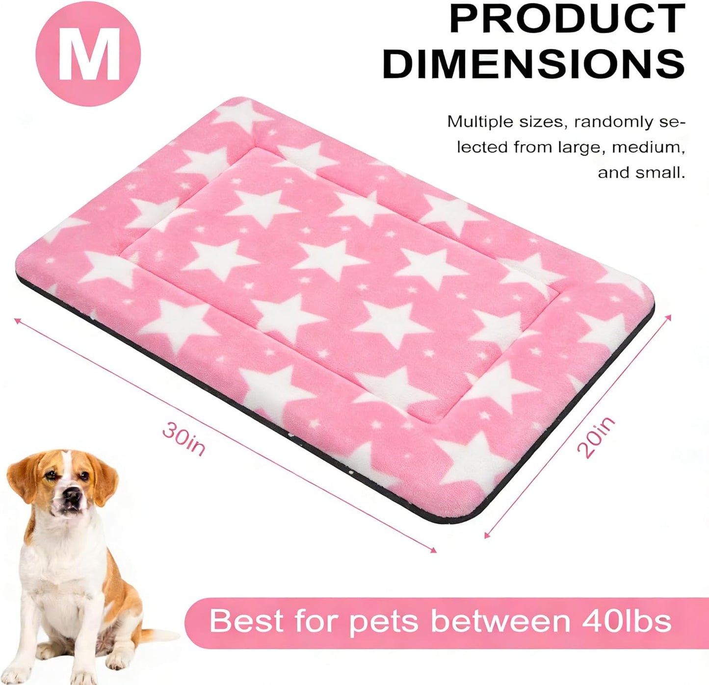 Dog Bed Mat, Reversible Crate Pad & Cute Dog Bed - Machine Washable Kennel Mat with Ultra Soft for Small Dogs (Cool/Warm), 24" x 18", Grey&Star