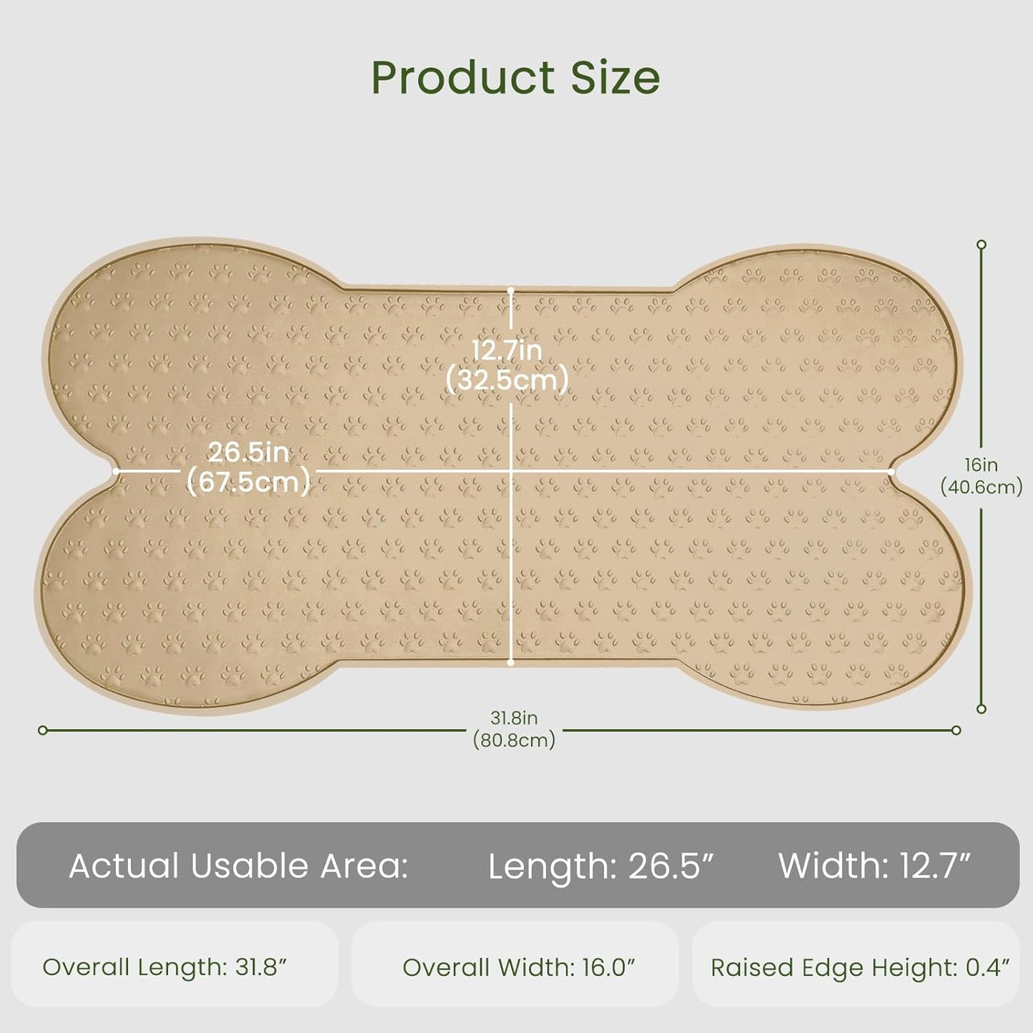 PWTAA Dog Food Mat Anti-Slip Silicone Dog Bowl Mat Thicker Pet Placemat Waterproof Cat Feeder Pad with Raised Edge Puppy Kitten Feeding Mats Suitable Small Medium-Sized Dogs Cats Eating Tray