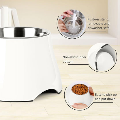 Dog Bowls,Cone Friendly Non Slip Single Dog Bowl with Stainless Steel Inner, Raised Bowls for Small Dogs Spaniel Dogs Long Ear, High Capacity, M/2 Cup Pink