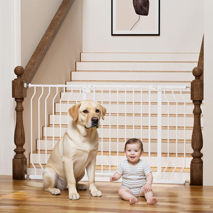 29-43" Baby Gate for Stairs, Baby Safety Essentials, Auto Close Gate for Doorways, Easy Install Pressure Mounted Dog Gate Indoor, Pet Gates for Dogs, White