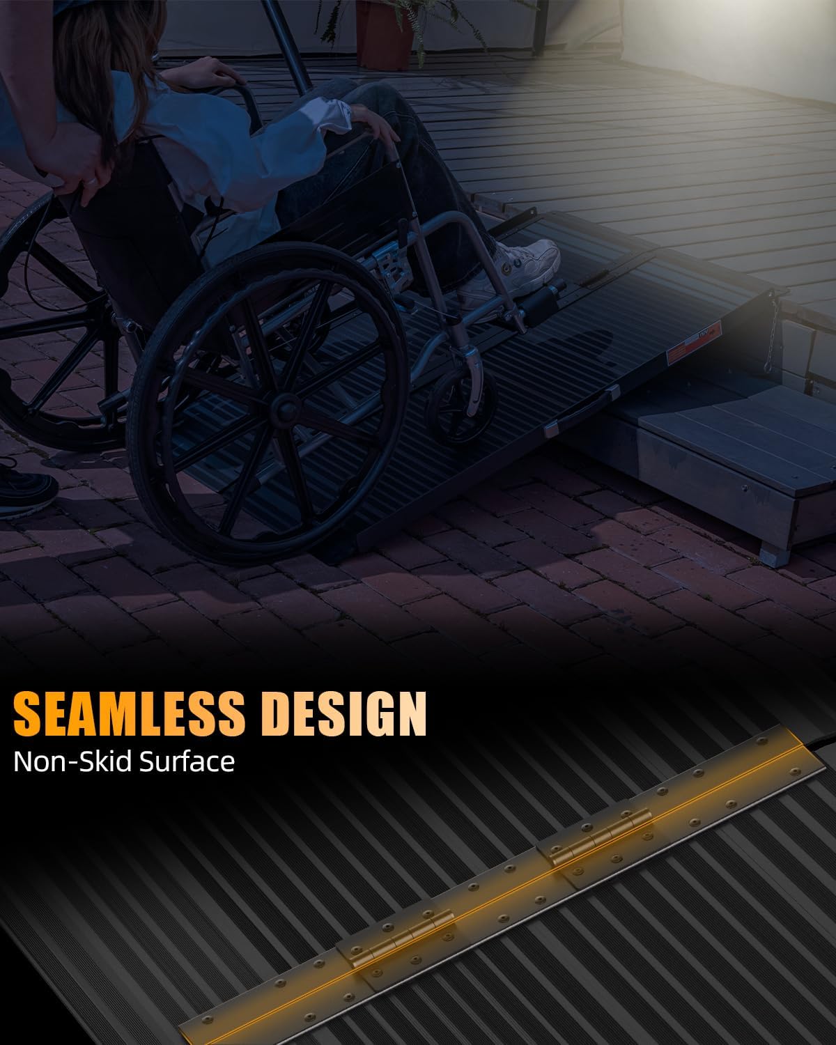 VNN Portable Wheelchair Ramp 4FT, Non-Slip Aluminum Ramps for Wheelchairs for Home, Handicap Wheelchair Ramps for Home Steps, Aluminum Loading Dock Plates, Doorways, Black
