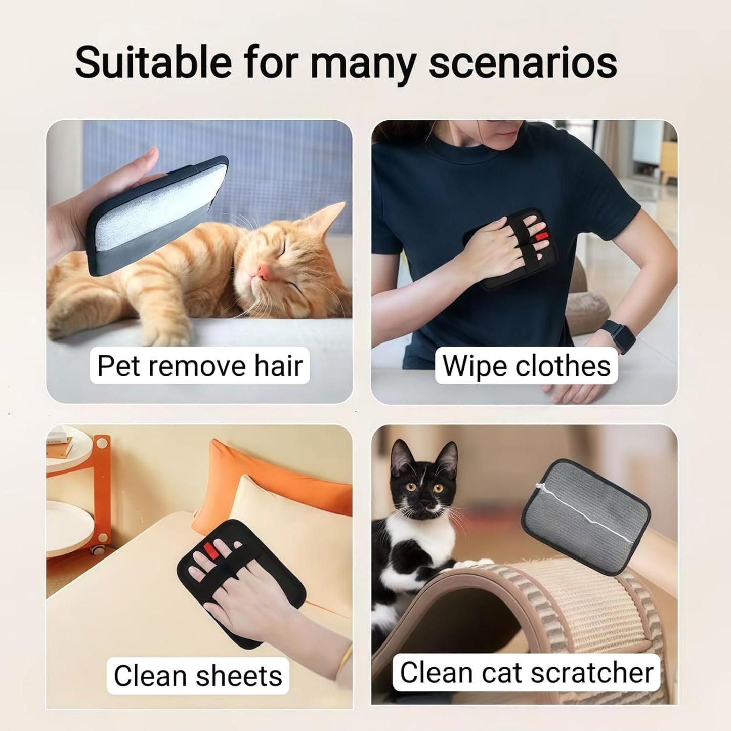 2 PC Pet hair removal glove,Electrostatic cat hair remover,Re-used dog hair remove gloves,Suitable for Couch, Furniture, Carpet, car seat,Update pet hair remover mitten,Suitable for school-going dogs