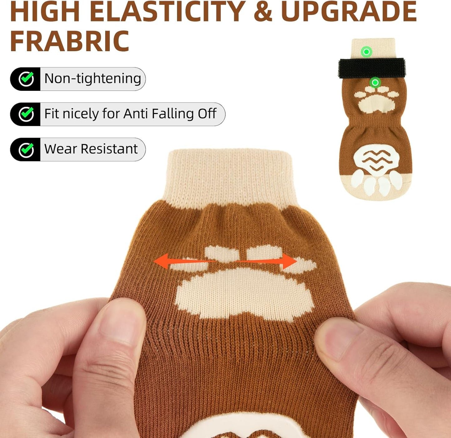 PUPTECK Anti Slip Dog Socks with Double Grippers for Hardwood Floors, Shoes for Hot/Cold Pavement, Boots & Paws Protectors to Prevent Licking, Traction Booties for Senior Small Large Dogs