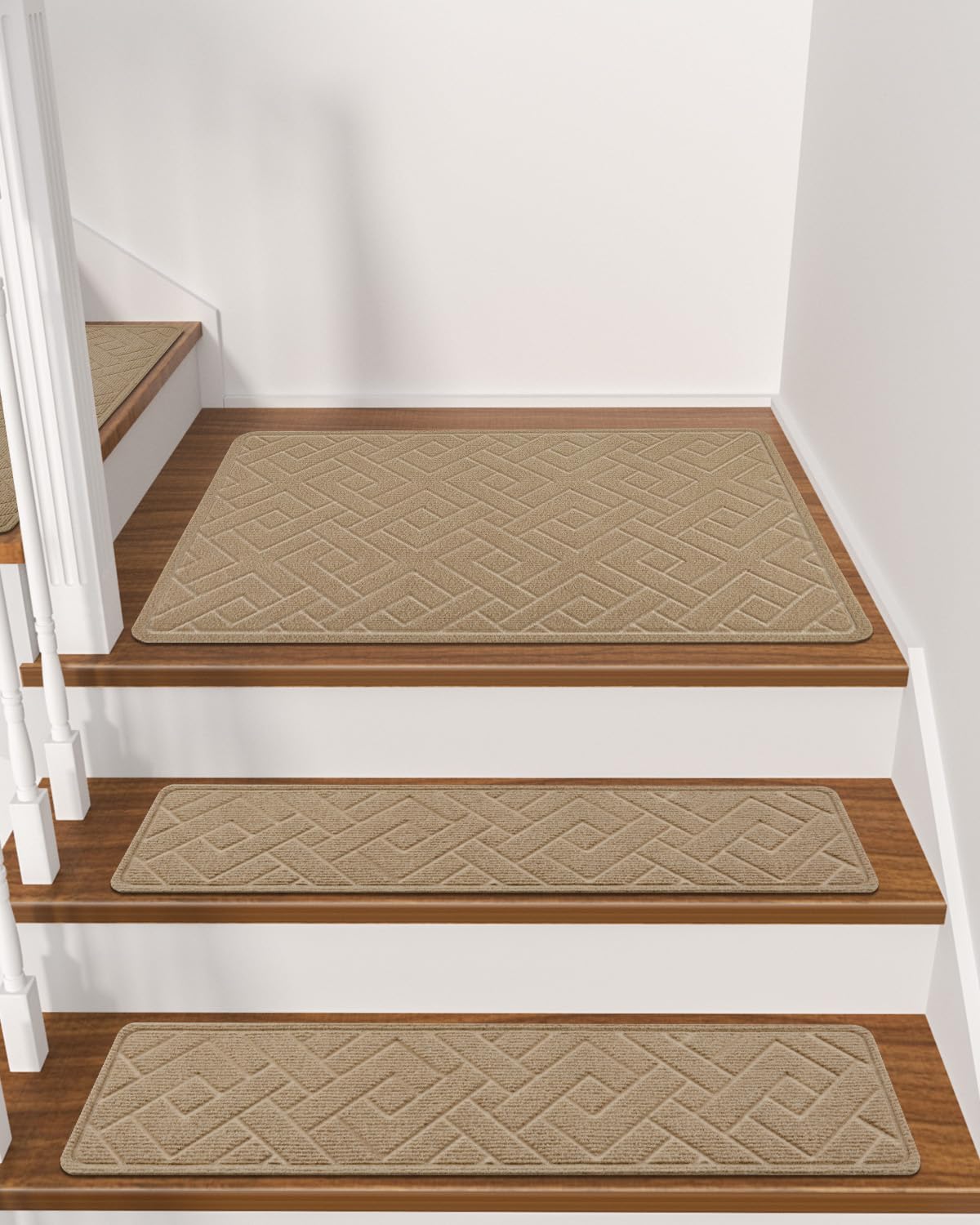 Non Slip Stair Treads for Wooden Steps,15 Pack 8" X 30" Stairs Carpet Treads Indoor with Reusable Peel and Stick Adhesive for Kids Elders and Pets