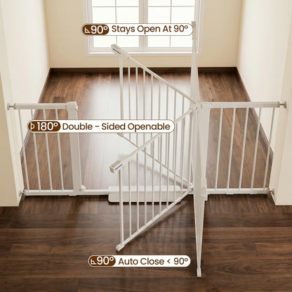Mumeasy Baby Gate Extra Wide, 29.7-51'' Pressure Mounted Dog Gate with Walk Thru Door, Auto Close Pet Gate for House, Stairs, Doorways,Black