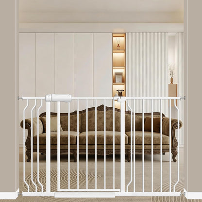 WAOWAO Baby Gate 71.65-85.03" Extra Wide Pressure Mounted Walk Through Swing Auto Close Safety Metal Black Toddler Kids Child Dog Pet Puppy for Stairs,Doorways,Kitchen