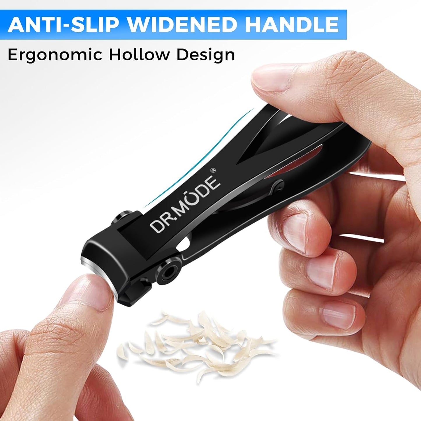 Toenail Clippers for Seniors Thick Toenails, Upgrade Angled Head Large Toe Nail Clippers for Men with Wide Jaw Opening, Sharp Heavy Duty Fingernail Clipper Cutter with Catcher Long Handle -Black