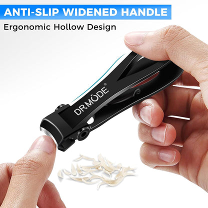Toenail Clippers for Seniors Thick Toenails, Upgrade Angled Head Large Toe Nail Clippers for Men with Wide Jaw Opening, Sharp Heavy Duty Fingernail Clipper Cutter with Catcher Long Handle -Black
