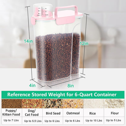 TBMax Dog Food Storage Container 5-7 lbs, Airtight Cat Food Container with Larger Spout & Measuring Cup, Portable Pet Food Storage Dispenser for Small Animal Kibble Storage, Bird Seed Container