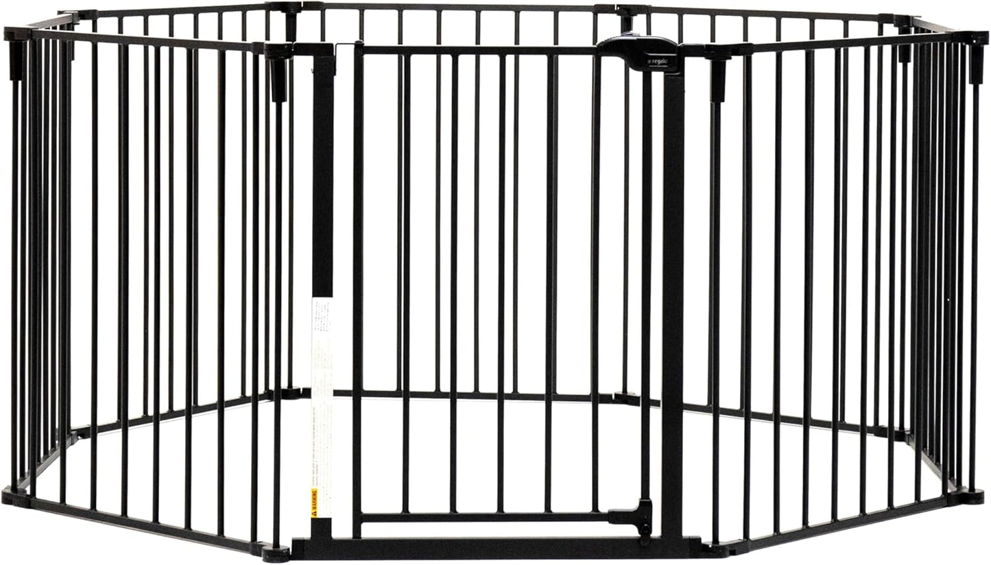 Regalo Safety 28"-76” Super Wide Configurable Baby Gate for Doorways & Open Spaces, 3-Panel Wall Mounted Safety Gate with Door for Babies, Toddlers & Pets, Includes Wall Mount Hardware