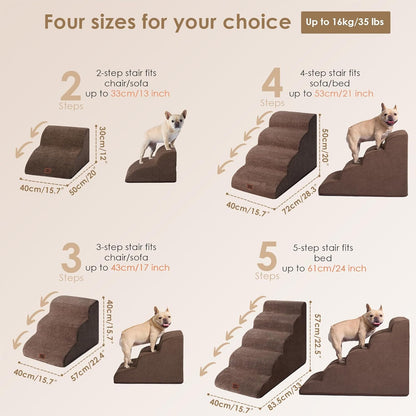 EHEYCIGA Curved Dog Stairs Ramp for High Beds 19.7" H, 4-Step Dog Steps for Small Dogs and Cats, Pet Stairs for High Bed Climbing, Non-Slip Balanced Pet Step Indoor, Grey
