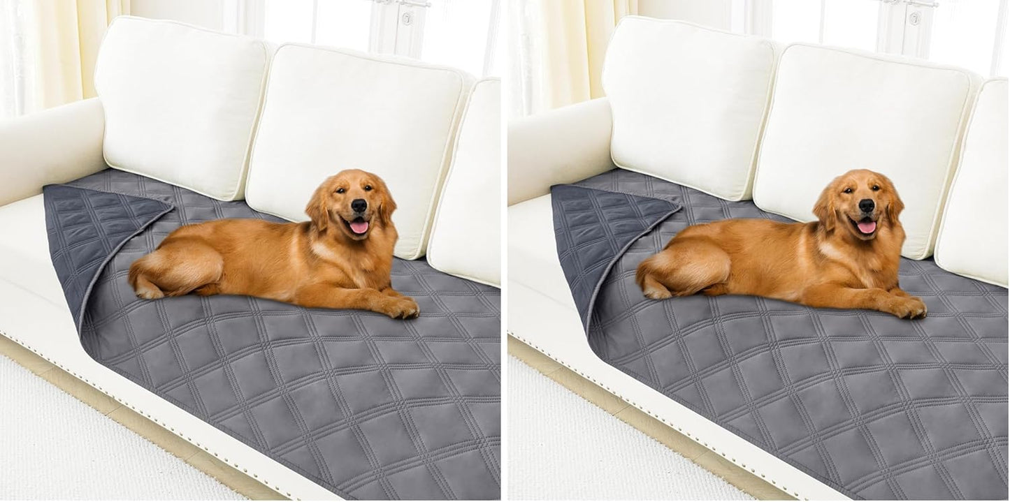 Smiry Waterproof Dog Bed Cover Blanket 30x70, Soft Reversible Pet Blanket, Washable Leakproof Cats Dogs Couch Cover for Sofa, Couch, Furniture, Grey/Dark Grey