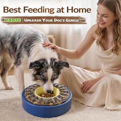 KADTC 5-60 Min Adjustable Slow Feeder Bowl for Fast Eaters, Spinning Dog Puzzle Feeder, Anti-Gulping Interactive Food Dispenser, 4-Cup Capacity, Mental Enrichment Treat Toy