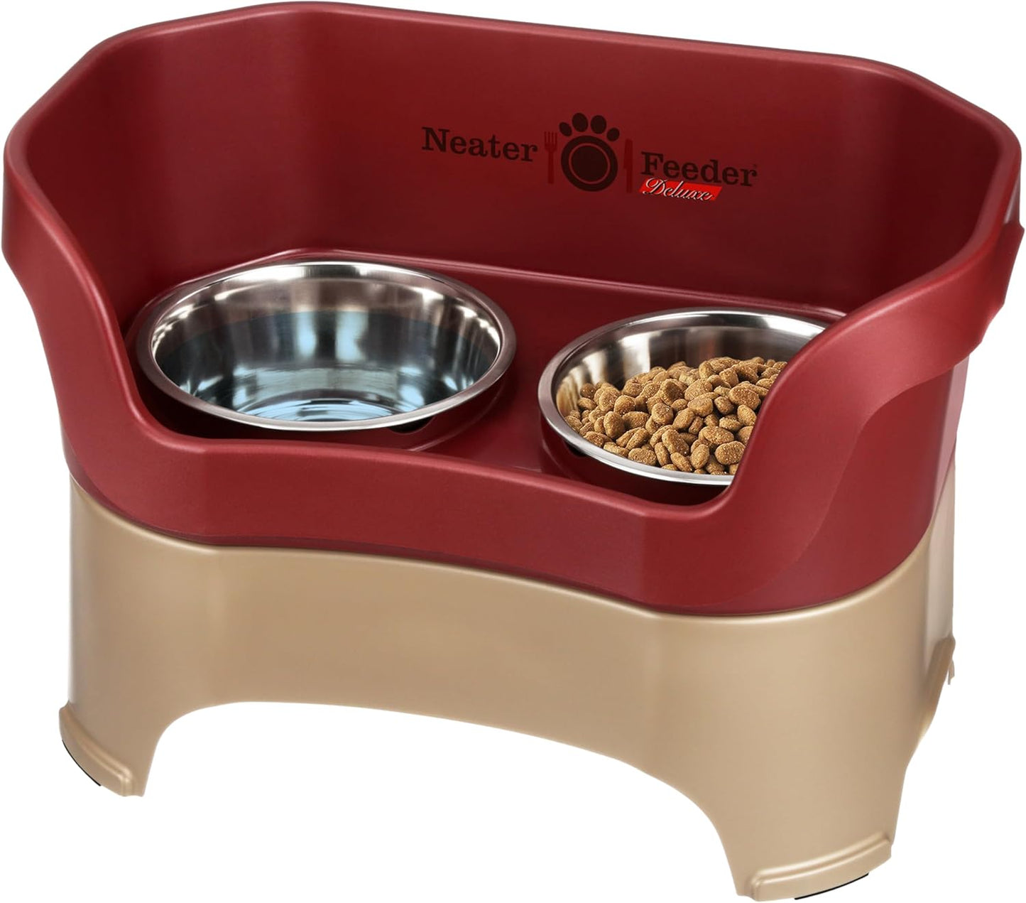 Neater Pet Brands Neater Feeder Deluxe Mess Proof Dog Bowls Elevated for Large Dogs Over 40 lbs, Made in USA, No Spill Raised Dog Food Bowl Stand Feeding Station, Food and Water Bowl Set, Black