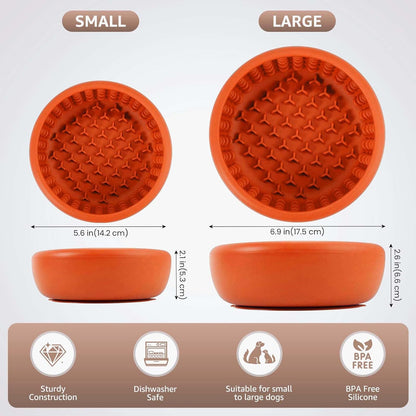 Dog Lick Bowl, ZOURYNUA Non-Slip Slow Feeder Dog Bowls, Enrichment Licking Mat for Distraction, Anxiety Relief Treat Dispenser Freezer, BPA Free Silicone & Dishwasher Safe (Pink, Small)