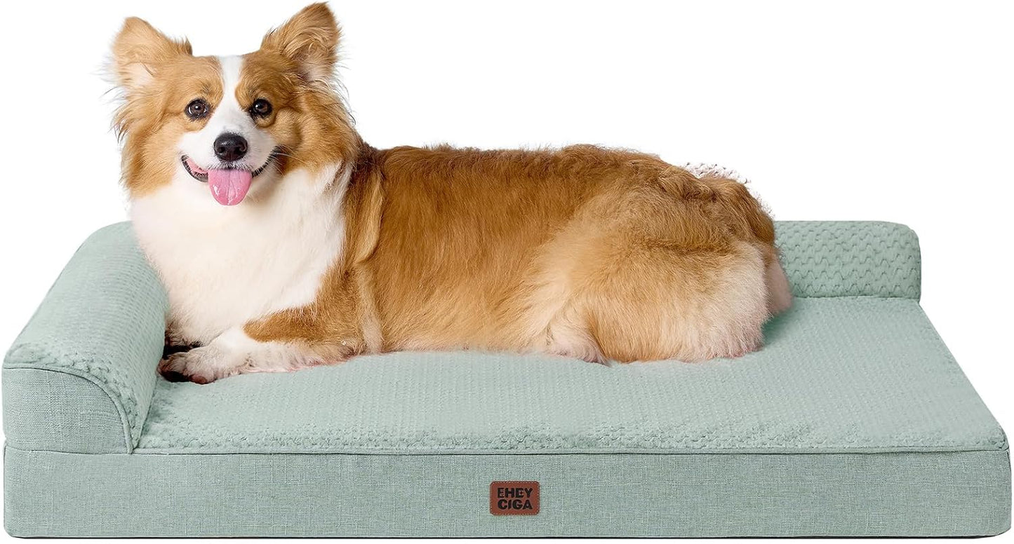 EHEYCIGA Orthopedic Dog Bed Medium Size Dogs, Memory Foam Dog Bed with Washable Removable Cover, Waterproof Pet Sofa Couch for Crate with Nonskid Bottom, 30x20x6, Grey