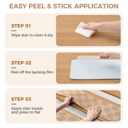 BAGAIL 15 Pack Non-Slip Stair Treads for Wooden Steps, 8"x30" Peel and Stick Carpet Stair Runners, Machine Washable Indoor Step Covers with No-Residue Adhesive for Dogs, Kids & Elderly - Dark Gray