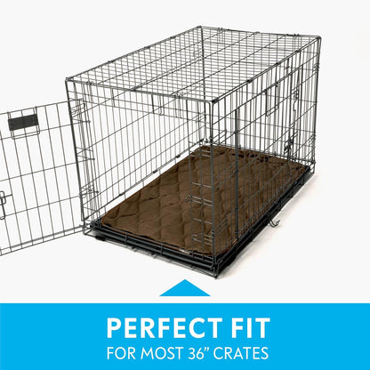 Paw Inspired Washable Padded Crate Mats for Dogs | 29” x 18” Pad, Fits 30-inch Kennels | Leakproof, Waterproof Bottom, Plush Pet Beds (Gray)