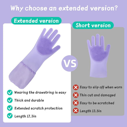 Dog Washing Gloves- Long Sleeved Pet Grooming Gloves - Heat Resistant Silicone Gloves with High-Density Teeth - Efficient Deshedding Glove for Dogs, Cats, Rabbits and Horses