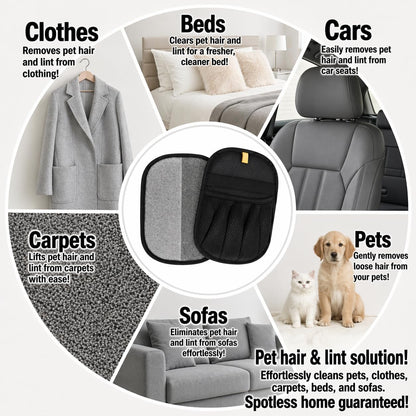 PAWZZ Shed Happens Pet Hair Removal Glove for Dogs & Cats, Great for Deshedding & Removing Fur from Couch, Carpet, Car Seats & Clothing, with Bonus Lint Roller