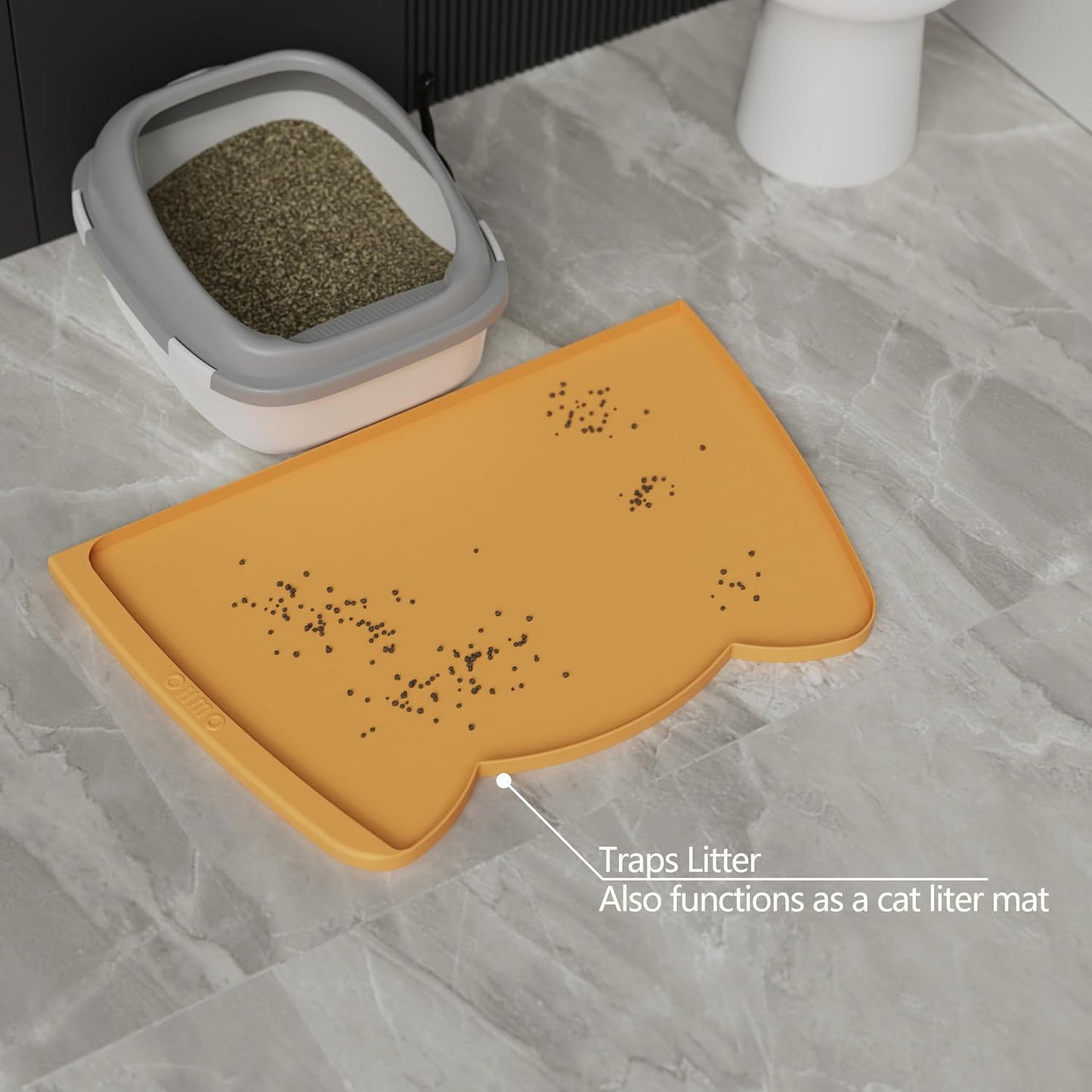OHMO - Cat Food Mat, Silicone Pet Feeding Mat for Floor Non-Skid Waterproof Dog Water Bowl Tray, Easy to Clean Pet Placemat (Erythrinus, 18 * 9.8'')