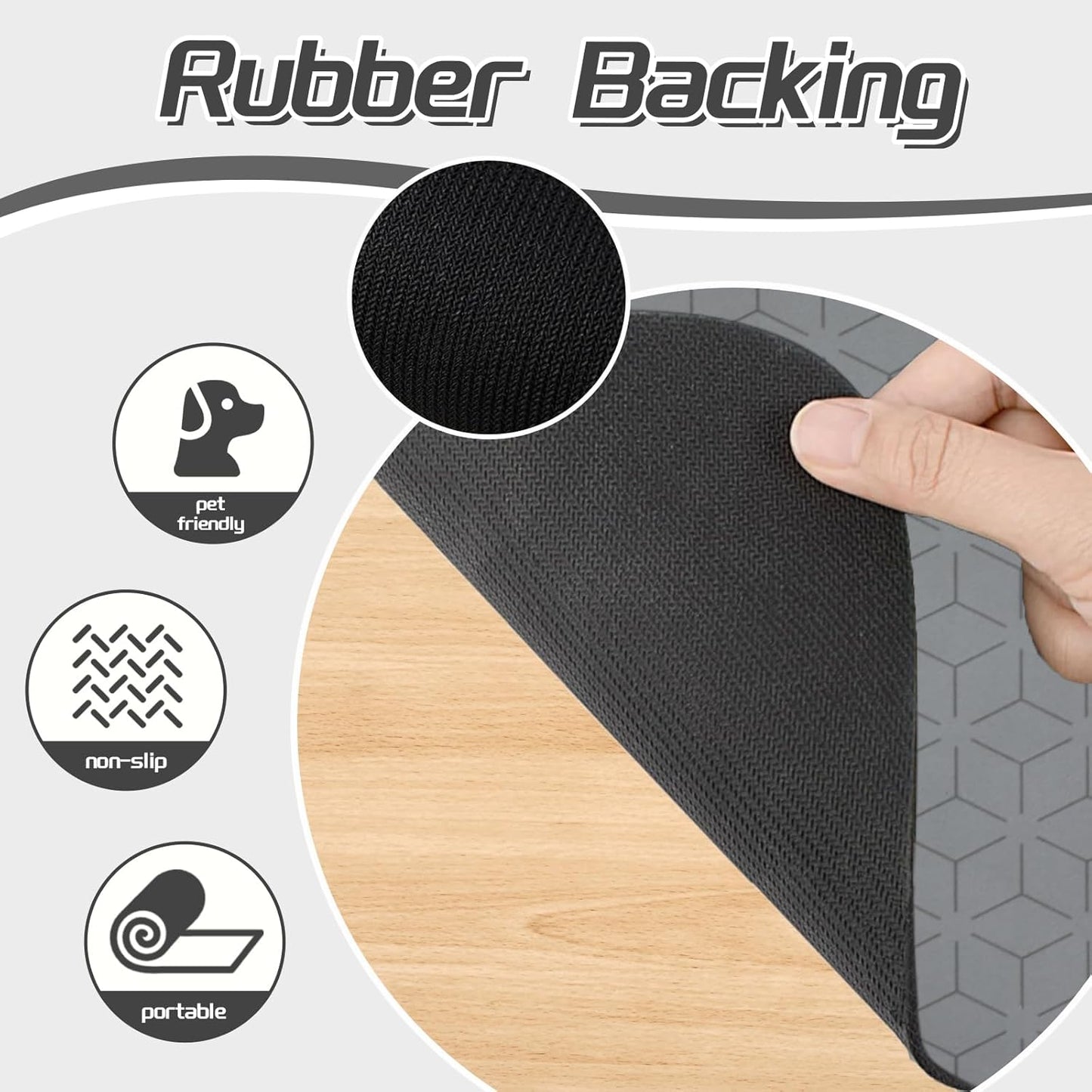 Le courant Dog Cat Feeding Mat,Water Absorbent, Non Slip Placemat for Pets Bowl and Water,100% Waterproof Feeding Mats for Multiple Breeds.Grey.Bone Printing