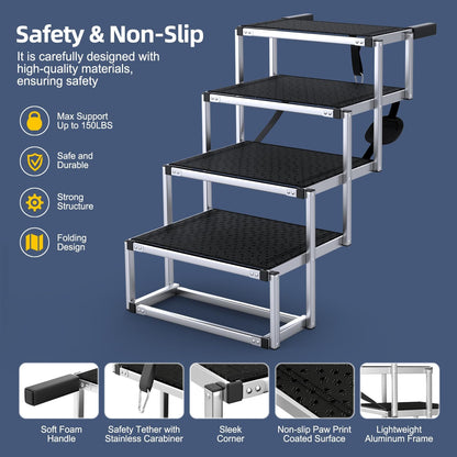Dog Ramp for Car 63" Long & 17.3" Wide Portable Dog Ramps for Large Dogs with Non-Slip Rug Surface Dog Car Ramp for SUV Car & Truck, Folding Dog Ramp Up to 250LBS