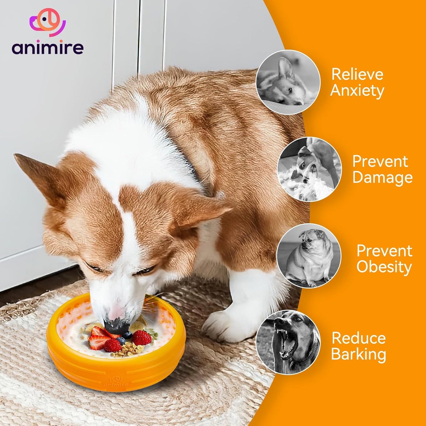 Dog Lick Bowl, Animire Freeze Lick Mat for Dogs, Non-Slip Slow Feeder Licking Bowl Enrichment Treat for Distraction Anxiety Relief, Food Grade Silicone, Dishwasher Safe(Pastel Purple,S)