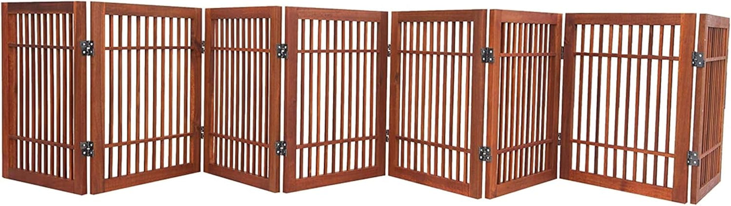 Urnporium Freestanding Wooden Dog Gate for Doorways – Foldable Acacia Wood Pet Gate, No Drill Portable Indoor/Outdoor Puppy Fence Barrier (White Pet Gate, 3 Panel 24" Tall)