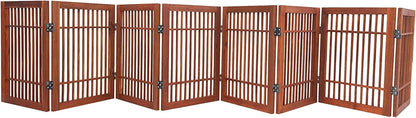 Urnporium Freestanding Wooden Dog Gate for Doorways – Foldable Acacia Wood Pet Gate, No Drill Portable Indoor/Outdoor Puppy Fence Barrier (White Pet Gate, 3 Panel 24" Tall)