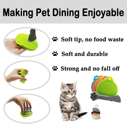 Food Can Lids, 4 Pcs Silicone Pet Food Can Covers for Dog & Cat Food, One Tin Cap Fit Most Standard Size Dog Cat Food Canned（Multicolor）…