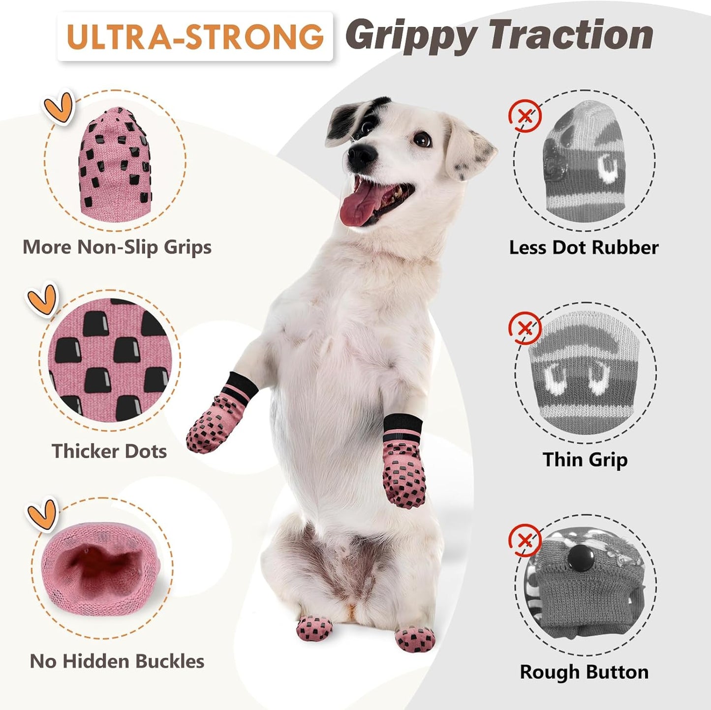 Anti Slip Dog Socks to Prevent Licking Paws, Dog Shoes for Hot/Cold Pavement, Dog Boots on Hardwood Floors, Traction Control Dog Booties & Paw Protectors for Small Medium Large Senior Dogs