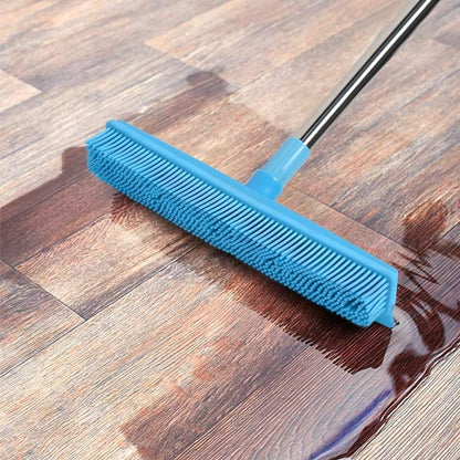 Rubber Broom and Pet Hair Removal Brush Set for Carpet, Fur Remover Broom with Squeegee for Wooden Floor, Detailing Lint Remover Brush for Pet Dog Cat Hair Car Interior