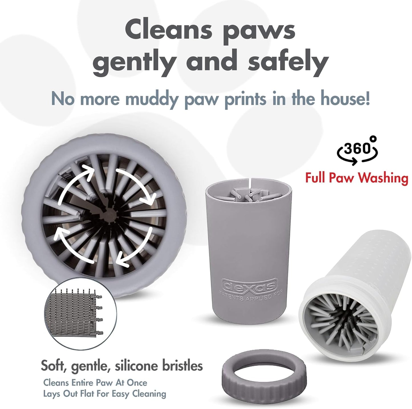 Dexas MudBuster Medium Dog Paw Cleaner in Fuchsia - Fits 1.5"-2.5" Wide Paws, Portable Paw Washer for Muddy Paws, Dog Paw Cleaning Cup with Gentle Silicone Bristles, Quick Clean Pet Paw Washer