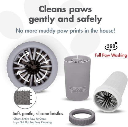 Dexas MudBuster Medium Dog Paw Cleaner in Fuchsia - Fits 1.5"-2.5" Wide Paws, Portable Paw Washer for Muddy Paws, Dog Paw Cleaning Cup with Gentle Silicone Bristles, Quick Clean Pet Paw Washer