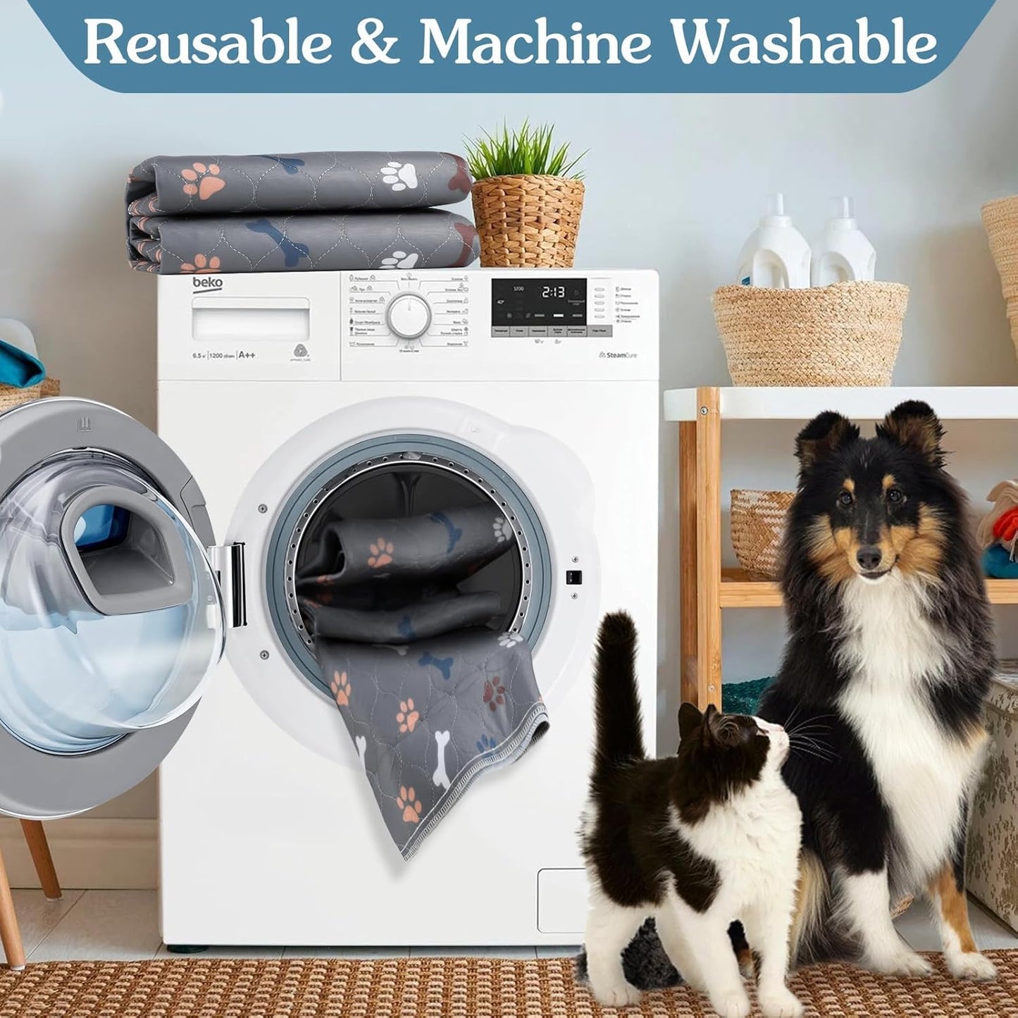 Washable Pee Pads for Dogs, 2Pack Reusable Puppy Pads, Fast Absorbent Dog Pee Pads for Crate Pet Training Pads, Waterproof Whelping Pads for Dogs Bed Mat Crate Indoor (Grey, 18x24)