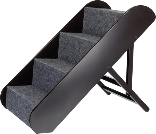 Trixie Wooden Dog Stairs with Nonslip Carpet - 3 Step Pet Stairs for Beds and Couches - with Additional Storage Space - in Natural