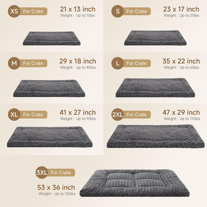 Washable Dog Bed Mat Ultra Soft Dog Crate Pad Comfy Fluffy Pet Kennel Beds Sleeping Mattress for Large Jumbo Medium Small Dogs, 36 x 23 Inch, Gray