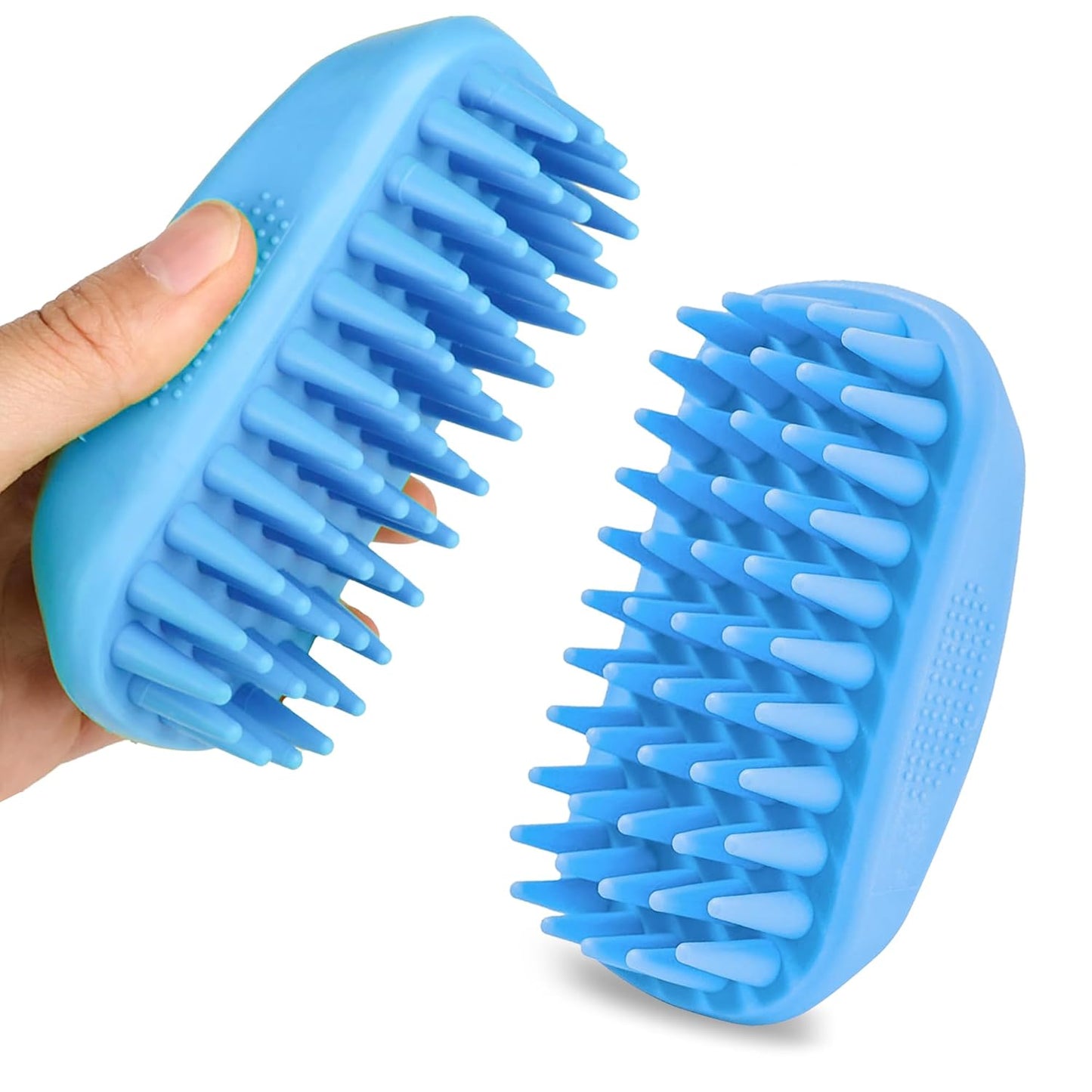High-Density Silicone Pet Grooming Gloves with Enhanced Five Finger Design for Bathing, Massaging Dogs and Cats (Blue)